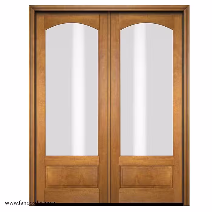 درب شیشه‌خور دولنگه با فریم سفید براق کد 1177