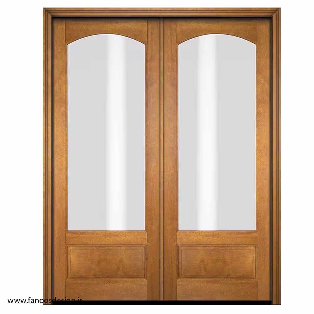 درب شیشه‌خور دولنگه با فریم سفید براق کد 1177