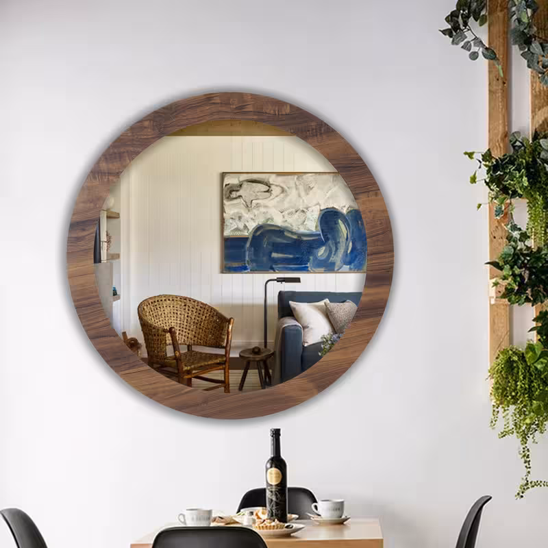 آینه مدل گرد چوبی دلسا کد w-59