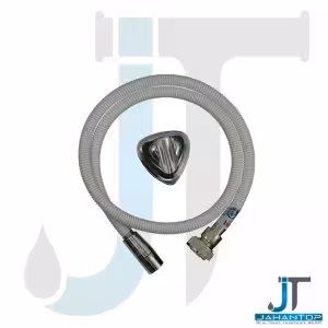 شیلنگ توالت فنری ریز بافت مهره برنجی رنگ سفید کروم