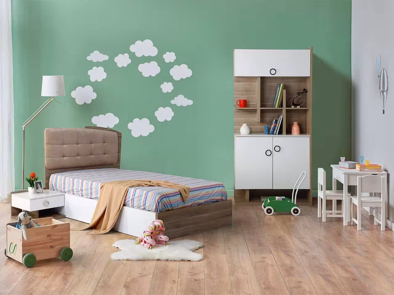 تخت و کتابخانه بلج مدل نوجوان نریمان 4 سایز 90 در 200 سانتیمتر