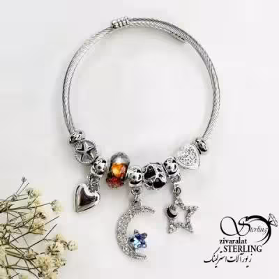 دستبند النگویی پاندورا ماه و ستاره کد 18798