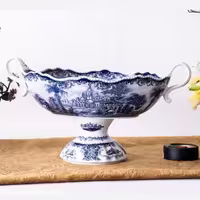 کاسه میوه چینی بیضی پایه دار آکسفورد مدل بهار کد 726