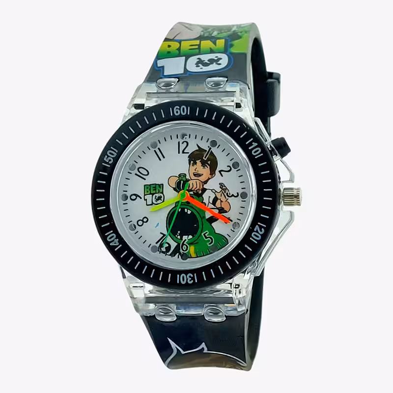 ساعت  مچی عقربه‌ای کوارتز پسرانه مدل موزیکال چراغ دار کد BEN10-2