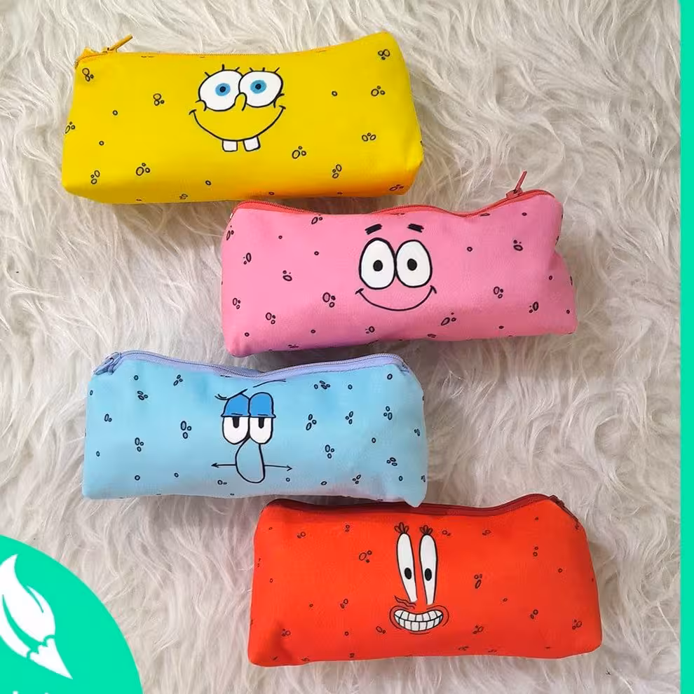 جامدادی تک زیپ بزرگ مخمل باب اسفنجی