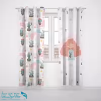 پرده پانچی اتاق کودک طرح کاکتوس کد A2944