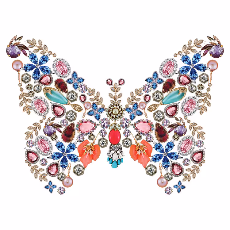 استیکر پارچه و لباس مدل دی تی اف طرح پروانه گل کد H15.214 مجموعه 4 عددی