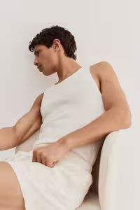 ست پیژامه مردانه مجموعه لباس خواب پنبه ای بالا و شلوارک بدون آستین H&M