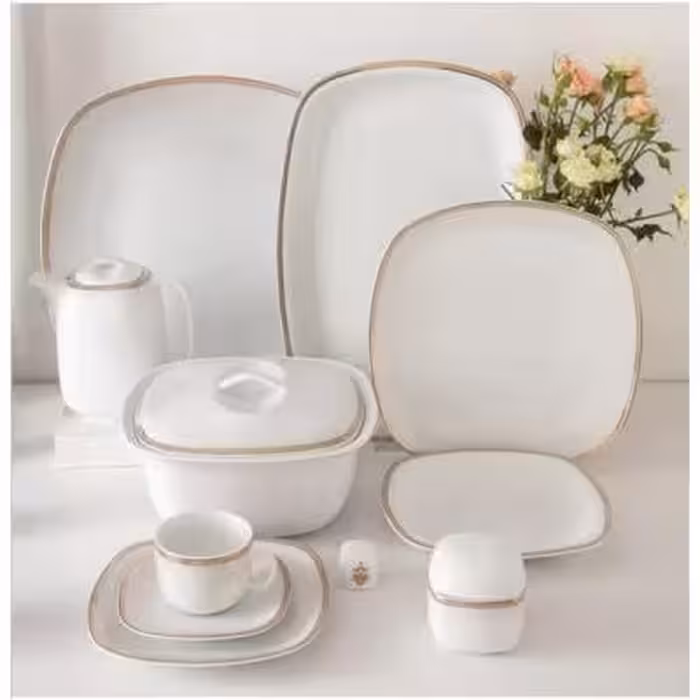 سرویس غذاخوری 98 پارچه چینی زرین ایران سری کواترو مدل ریوا درجه یک