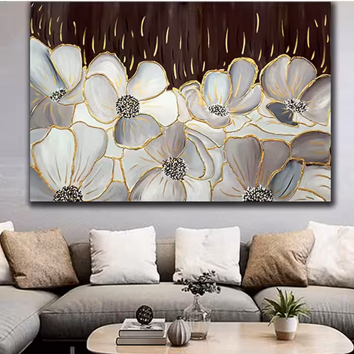  تابلو نقاشی اکریلیک مدل گل برجسته کد 0086 