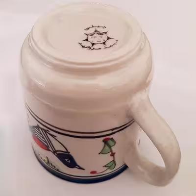 ماگ چینی میبد مروارید مدل مرغی رنگی
