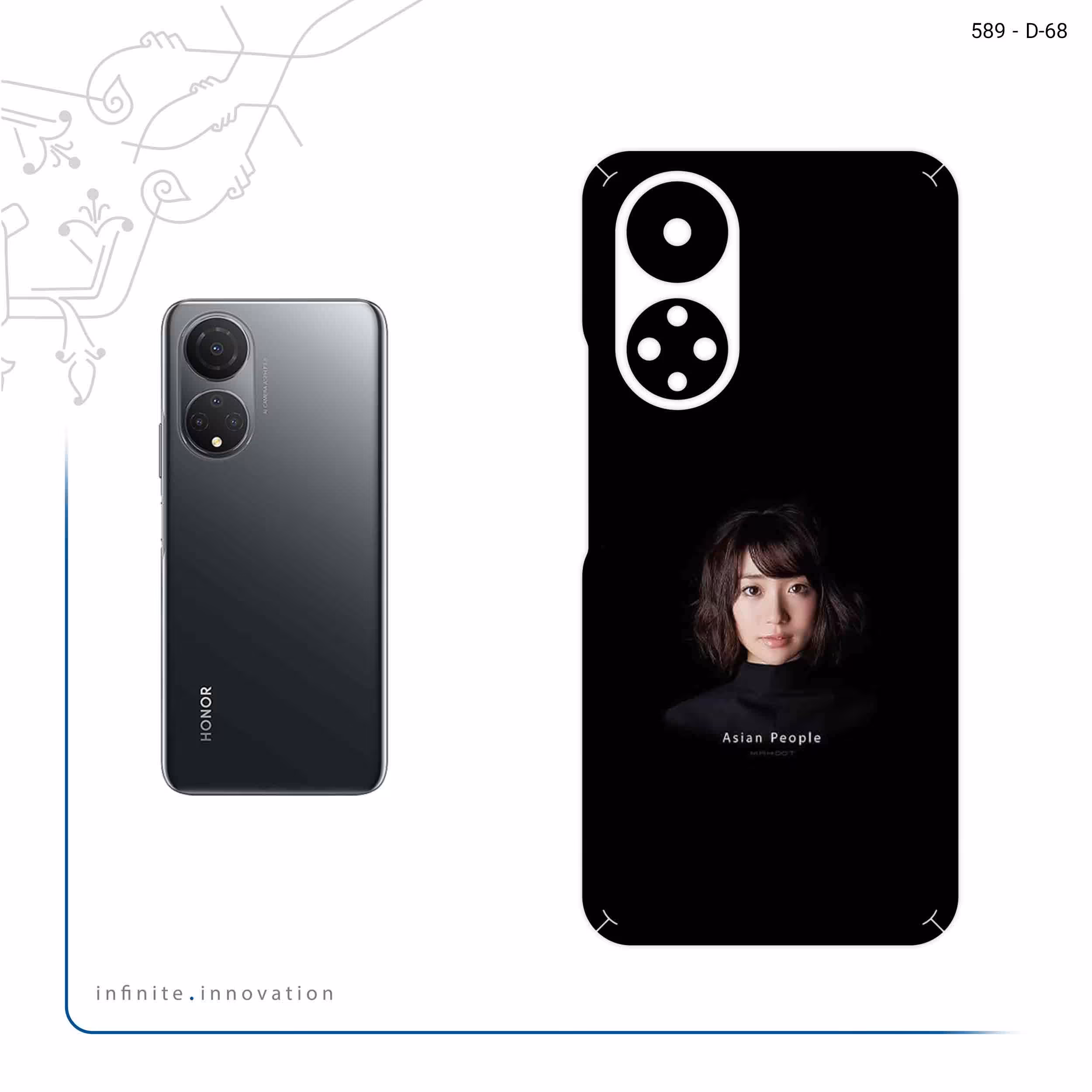 برچسب پوششی ماهوت مدل Portrait of an Asian Woman مناسب برای گوشی موبایل آنر X7