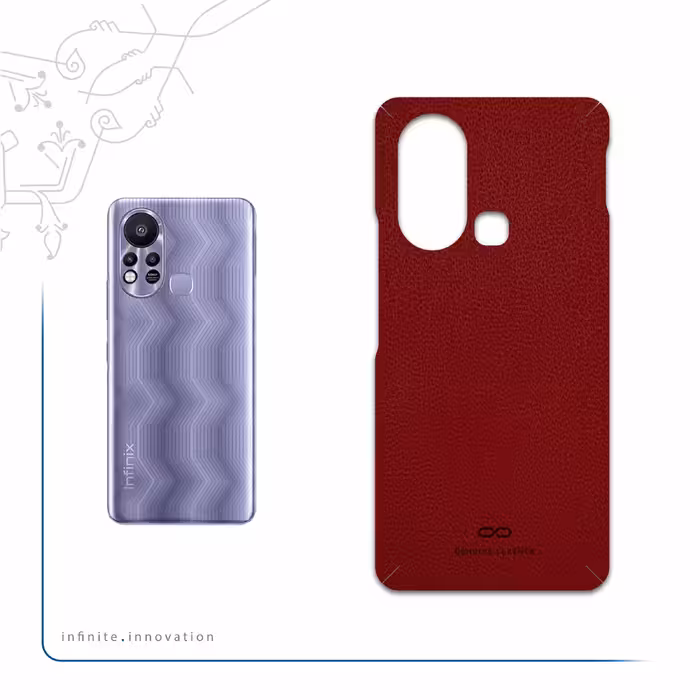 برچسب پوششی ماهوت مدل Red-Leather مناسب برای گوشی موبایل اینفینیکس Hot 11s