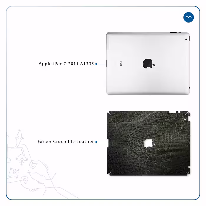 برچسب پوششی ماهوت مدل Green-Crocodile-Leather مناسب برای تبلت اپل iPad 2 2011 A1395