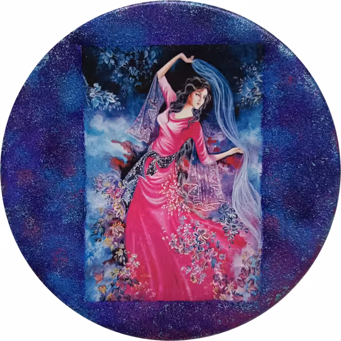 بشقاب دیوارکوب سفالی مدل دختر کد 12