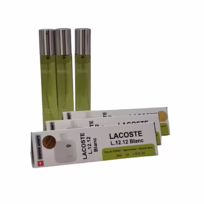 عطر جیبی مردانه سوییس آرمی مدل Lacoste L 12 12 Blanc حجم 35 میلی لیتر مجموعه 3 عددی