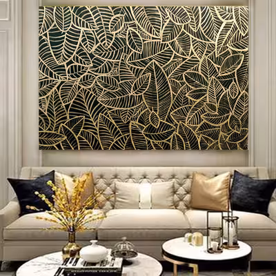 تابلو نقاشی ورق طلا طرح برگ ریزان کد 0093