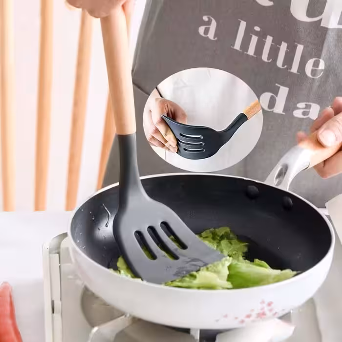 سرویس کفگیر و ملاقه  6 پارچه شنگیا مدل سیلیکونی