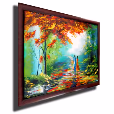 تابلو نقاشی رنگ روغن طرح عشق در بهار