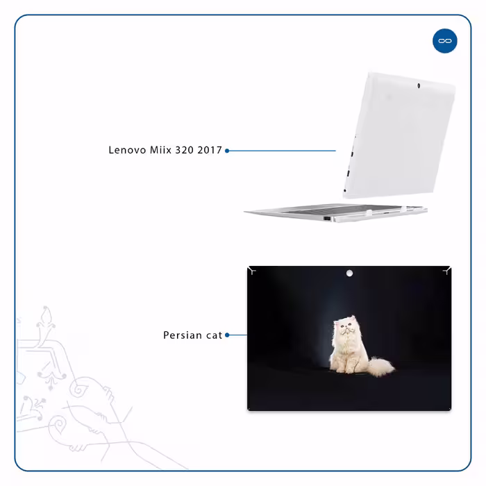 برچسب پوششی ماهوت مدل Persian cat مناسب برای تبلت لنوو Miix 320 2017