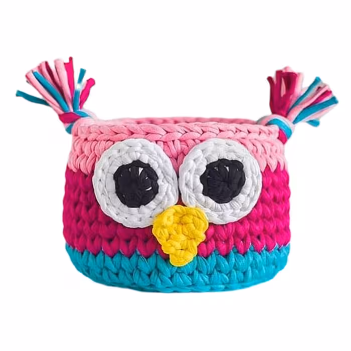 سبد قلاب بافی تریکو طرح جغد کد 01