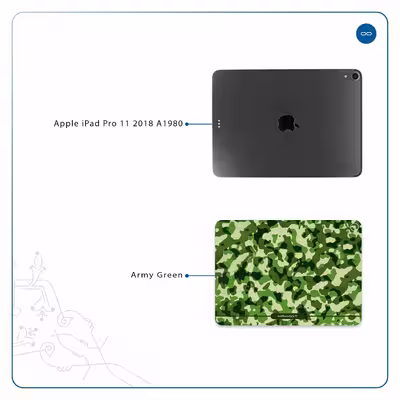 برچسب پوششی ماهوت مدل Army-Green-2 مناسب برای تبلت اپل iPad Pro 11 2018 A1980