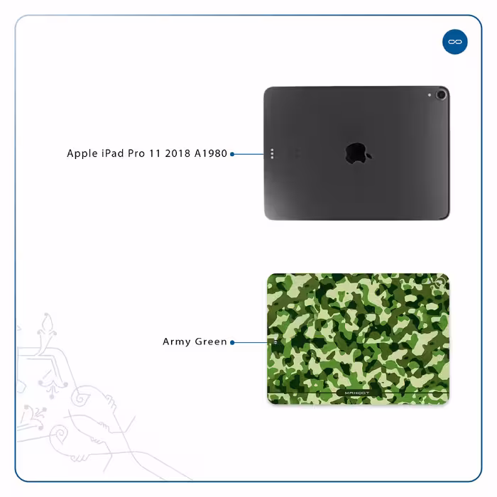 برچسب پوششی ماهوت مدل Army-Green-2 مناسب برای تبلت اپل iPad Pro 11 2018 A1980