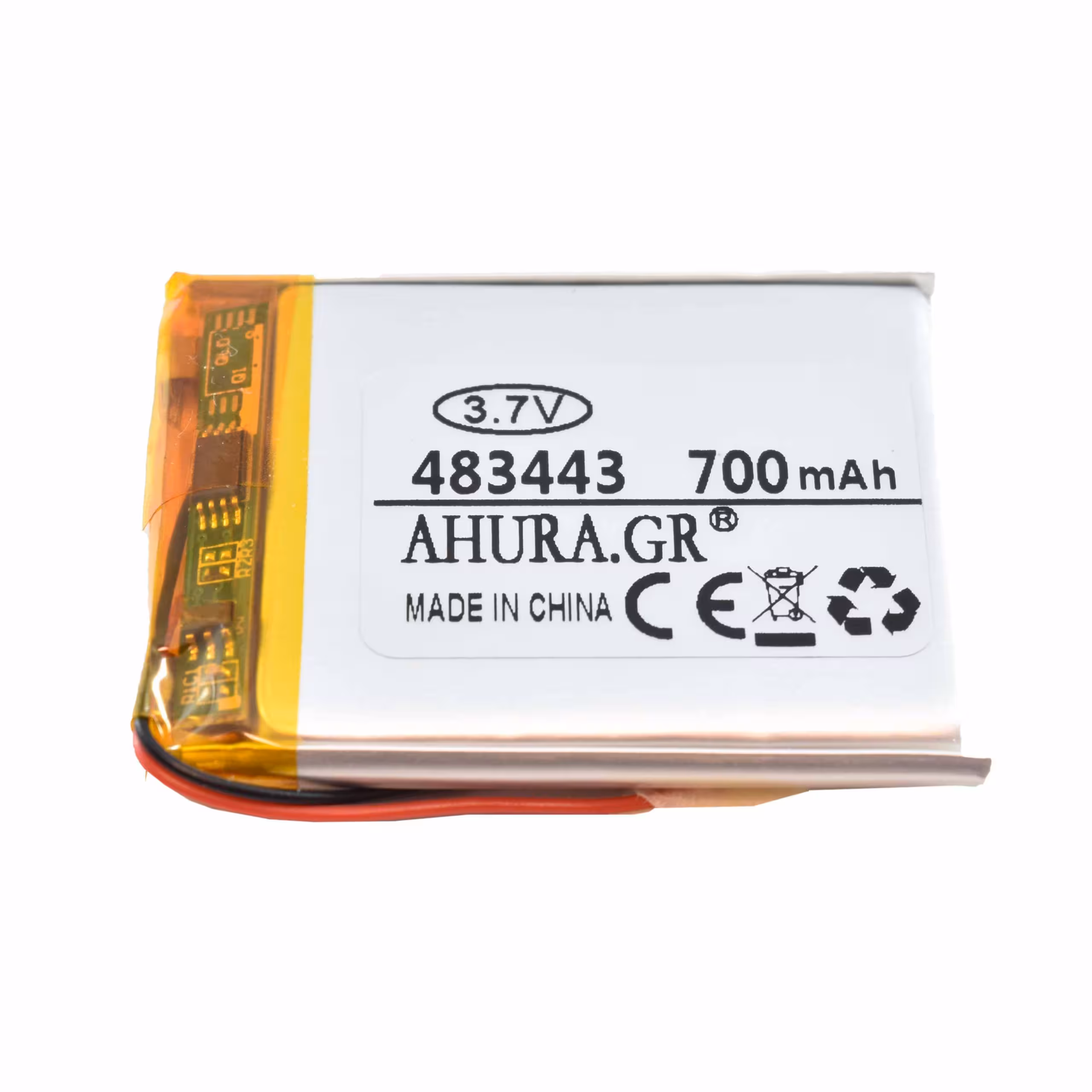 باتری لیتیوم پلیمر 3.7v ظرفیت 700mA ابعاد 483443