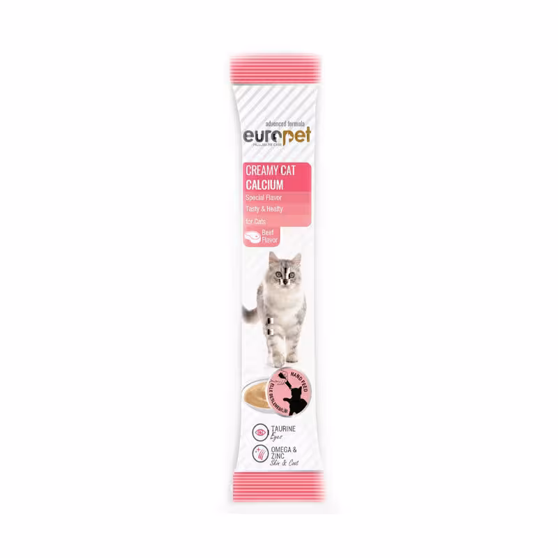 بستنی گربه یوروپت با طعم گوشت گاو Europet Creamy Cat Treat With Beef Flavor وزن 14 گرم - آکواریوم ماهور