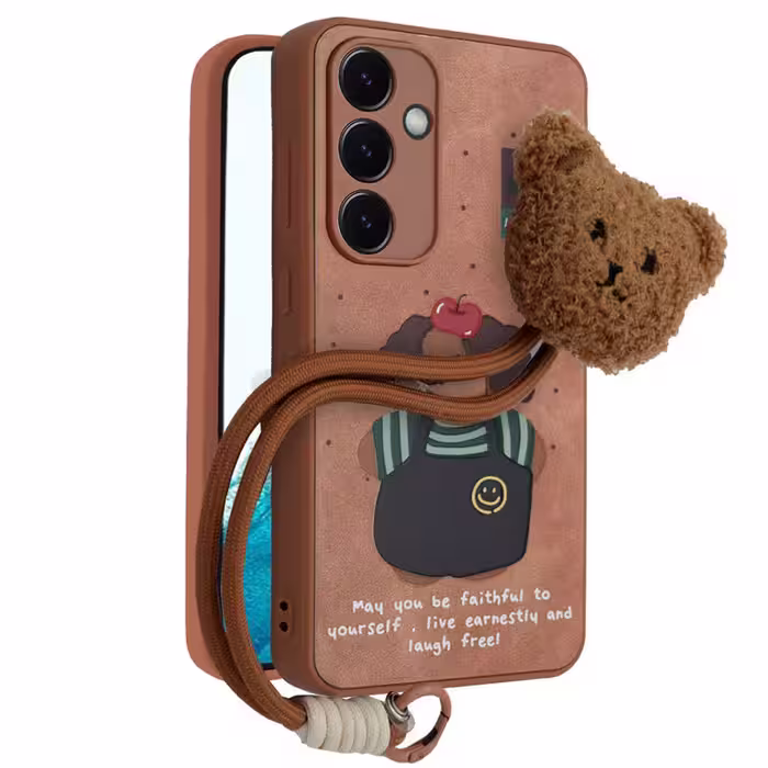 کاور فانتزی مدل Doxie Grip مناسب برای گوشی موبایل سامسونگ Galaxy S24 FE به همراه بند آویز خرسی