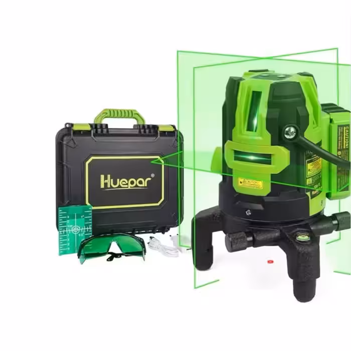 تراز لیزری HUeparب4 بعدی چرخشی 360 درجه با شاقل 10 متری (پس کرایه)
