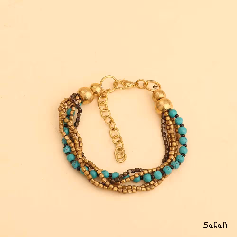 دستبند هندی برنجی منجوقی