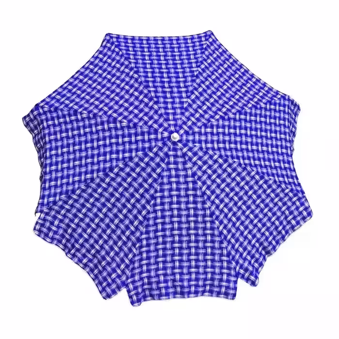 سایه بان قطر دو متر با پارچه نانو طرح تار و پود (چهارخانه) آب گریز رنگ آبی،مسافرتی