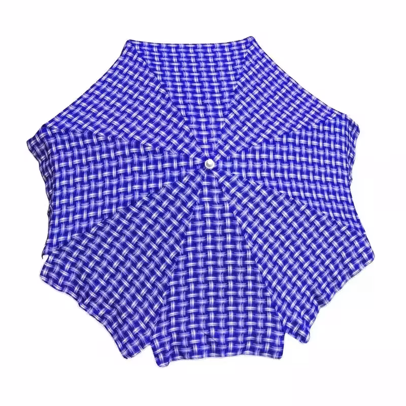 سایه بان قطر دو متر با پارچه نانو طرح تار و پود (چهارخانه) آب گریز رنگ آبی،مسافرتی