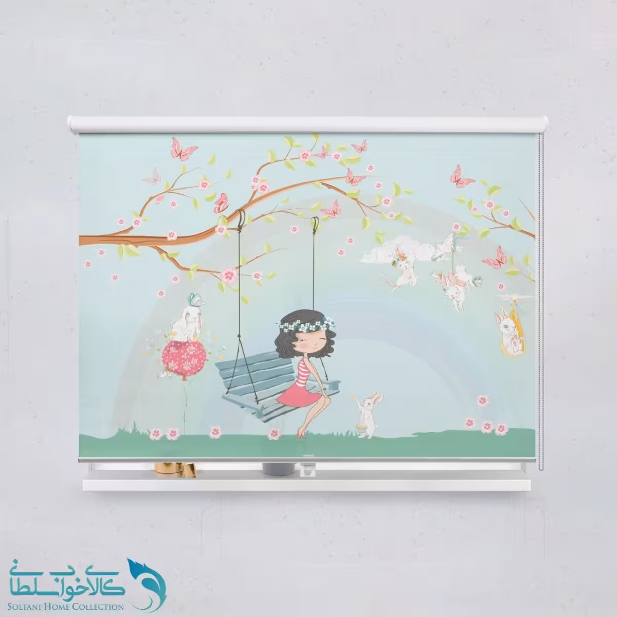 پرده شید اتاق کودک طرح دخترک مهربون کد A2711