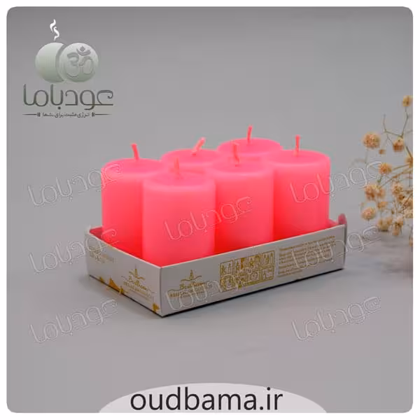 شمع استوانه ای صورتی 6 سانتیمتر
