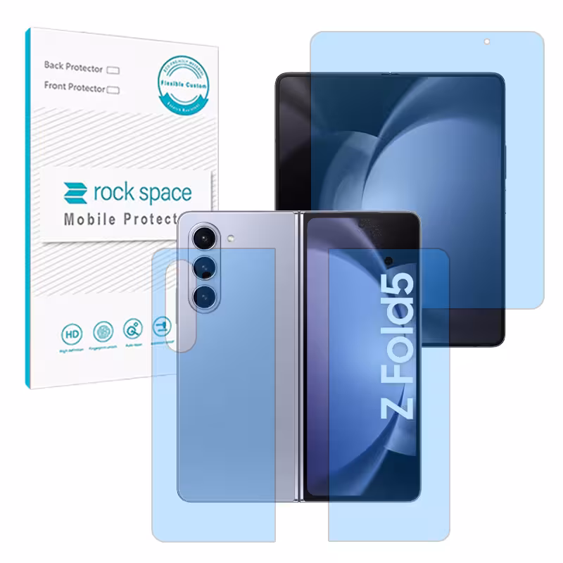 گلس سامسونگ Galaxy Z Fold5 مدل نانو هیدروژل آنتی بلو به همراه محافظ پشت برند راک اسپیس کدLSS