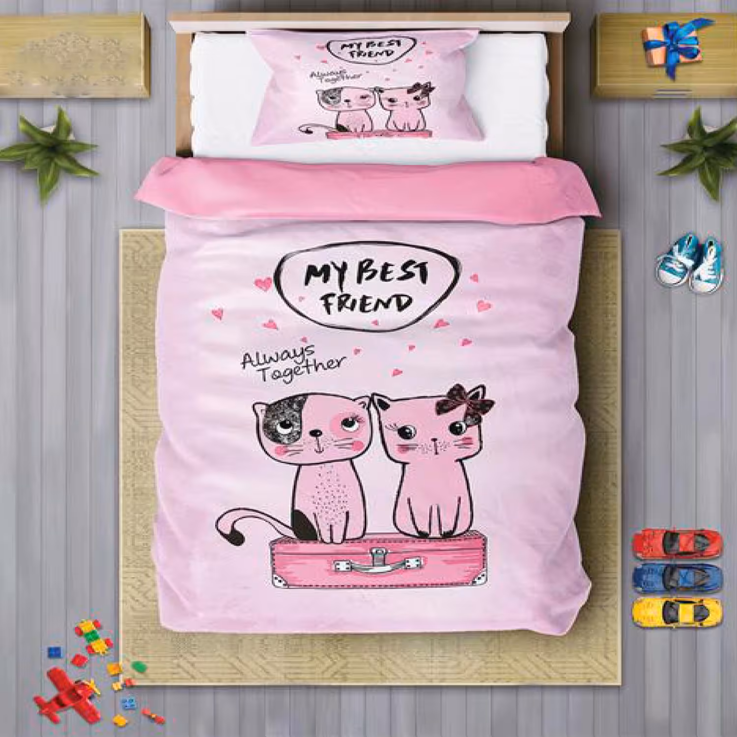 سرویس روتختی دخترانه چیداری مدل 7123 یک نفره چهار تکه