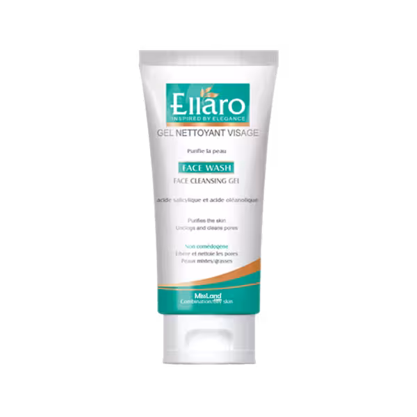 ژل شستشو آکنه واش حاوی اسکراب الارو | Ellaro Face Cleansing Gel