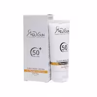 کرم ضدآفتاب مدیسان بی رنگ مناسب پوست معمولی و چرب spf50 (50میل )