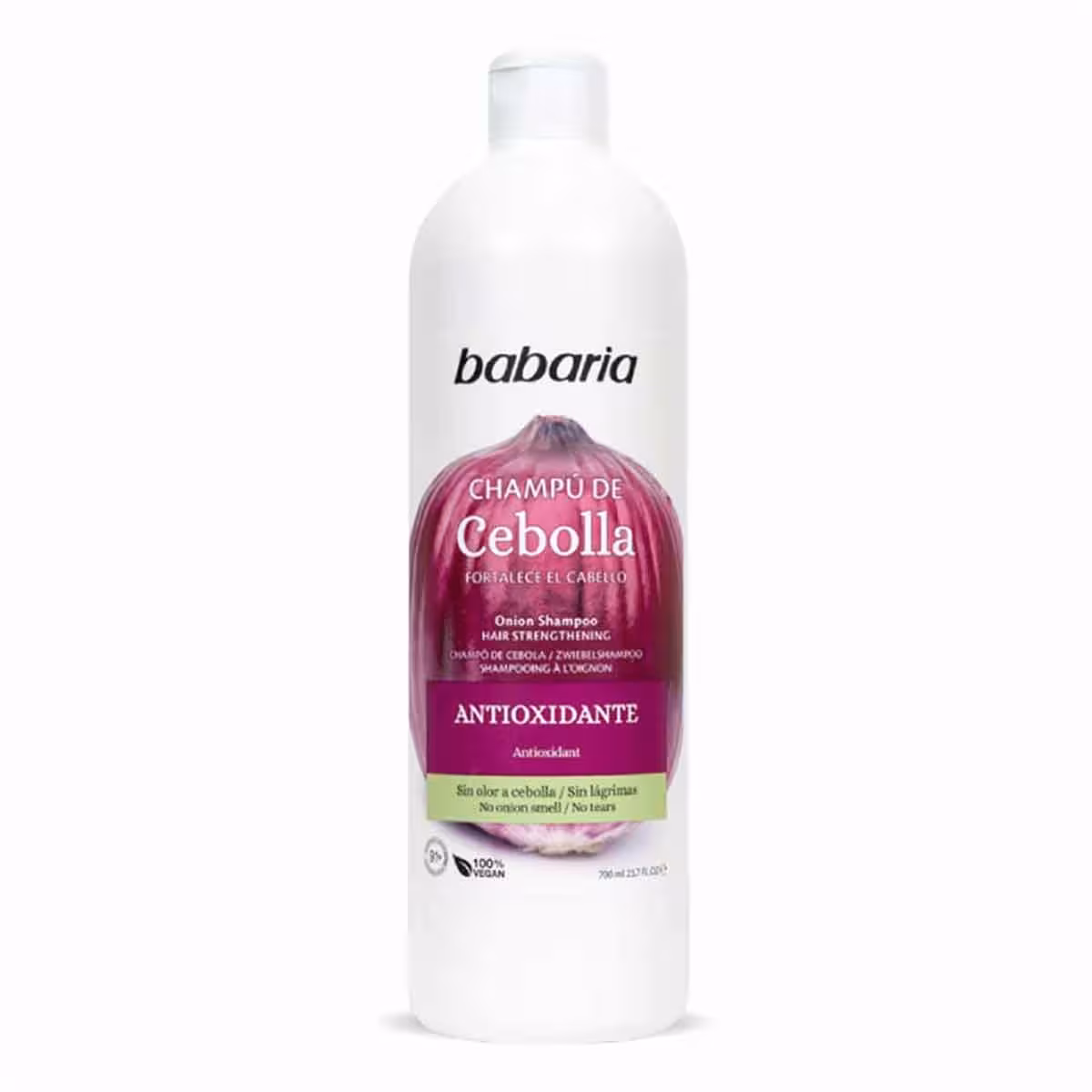 شامپو تقویت کننده باباریا babaria مدل پیاز Onion محرک ریشه مو و محافظت کننده رنگ مو مناسب انواع مو حجم 700 میل