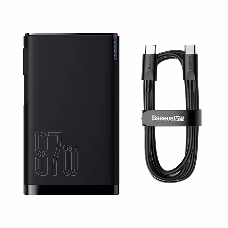 پاوربانک باسئوس مدل PPHD010001 ظرفیت 10000 میلی امپر ساعت به همراه کابل تبدیل USB-C