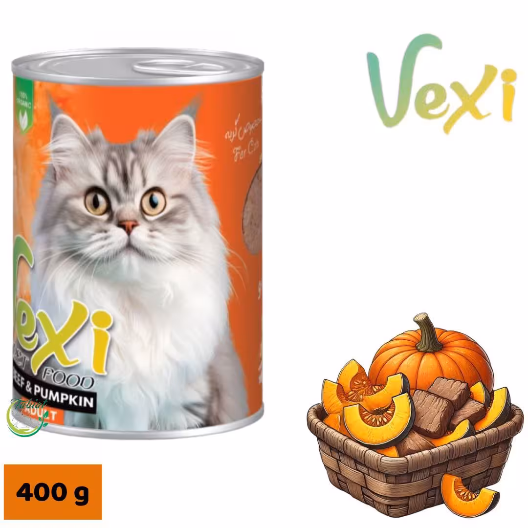کنسرو گربه وکسی طعم گوشت گوساله و کدو تنبل 400 گرم
