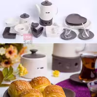 سرویس صبحانه خوری آی سرام مدل پیزا رنگ قهوه ای
