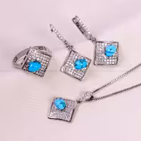 نیم ست فیروزه زنانه کد 14814 - جواهری مشاهیر