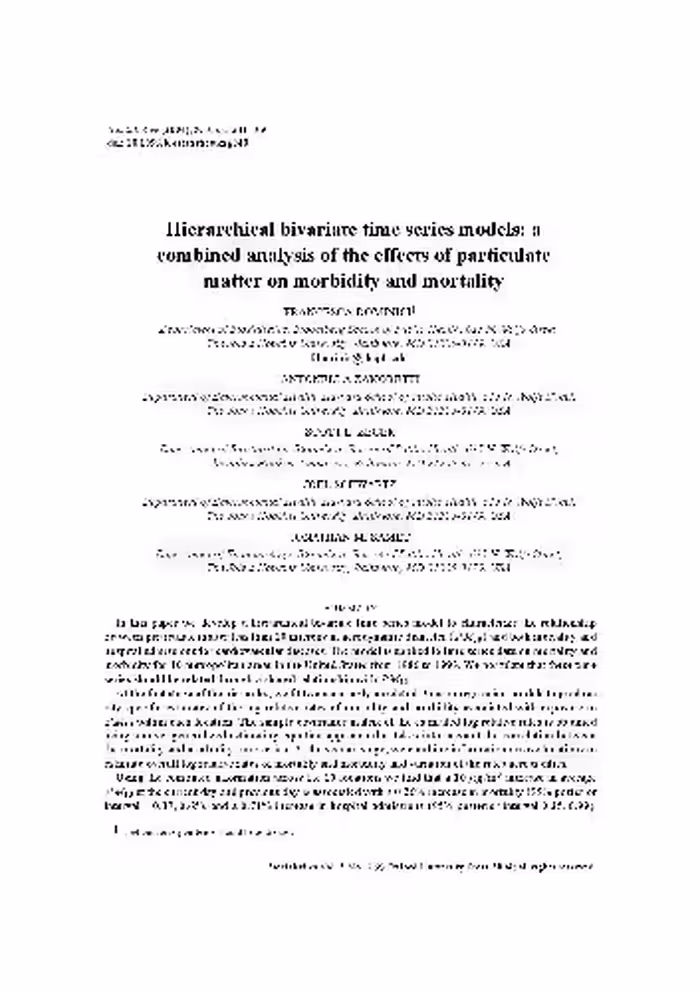 خرید و دانلود نسخه کامل کتاب Hierarchical bivariate time series models: a combined analysis of the effects of particulate matter on morbidity and mortality