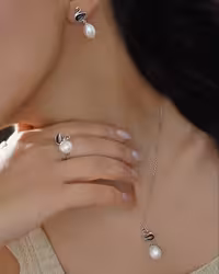 نیمست نقره مروارید اصل جواهری کد 00175