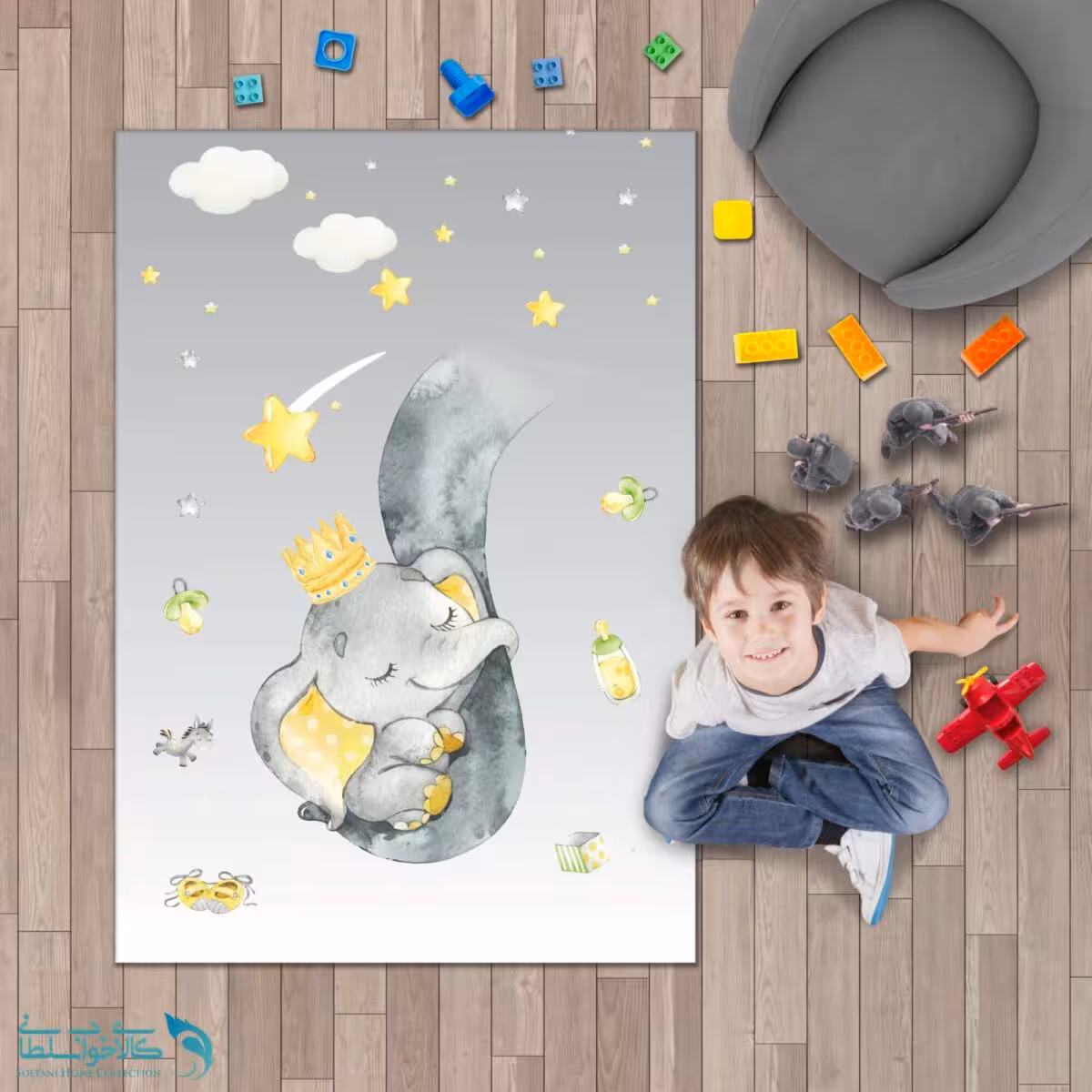 فرشینه اتاق کودک طرح فیل کوچولو کد A2316