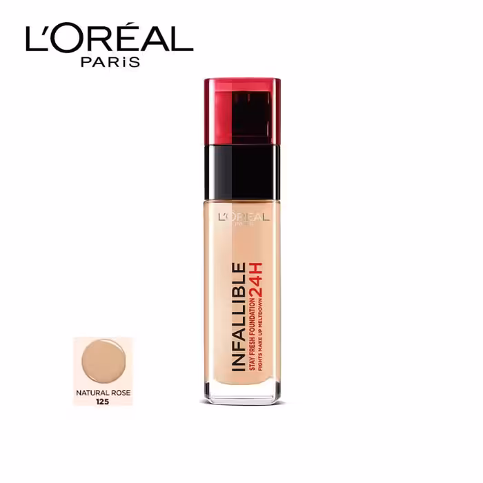 کرم پودر 24 ساعته شیشه ای اینفالیبل اورال شماره 125 LOREAL