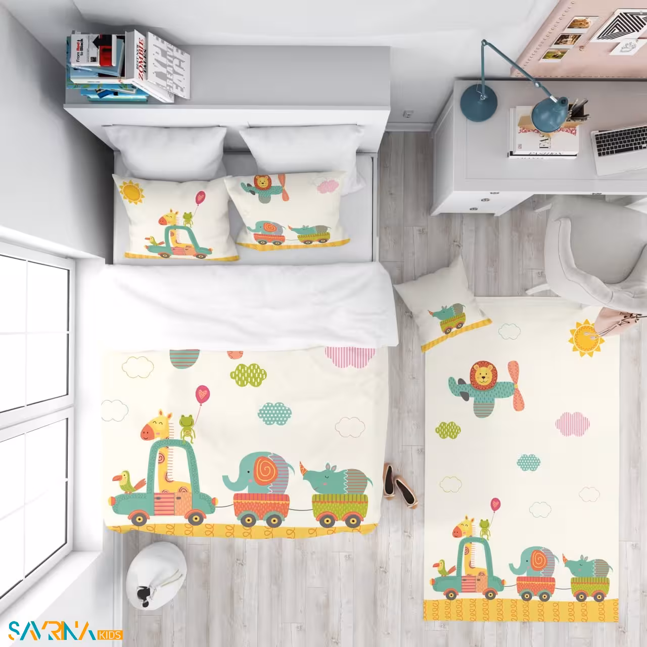 سرویس روتختی طرح قطار حیوانات یک نفره کد A2735